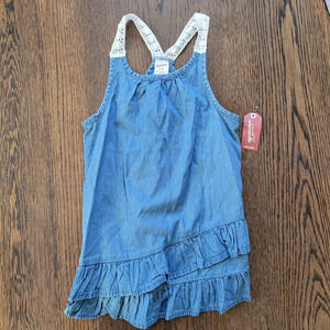 Arizona Jean Co. Chambray Denim Ruffled Bottom Sleeveless Dress Size Girl's 6X